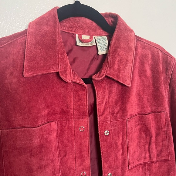 Red Leather Suede Jacket - Picture 2 of 5